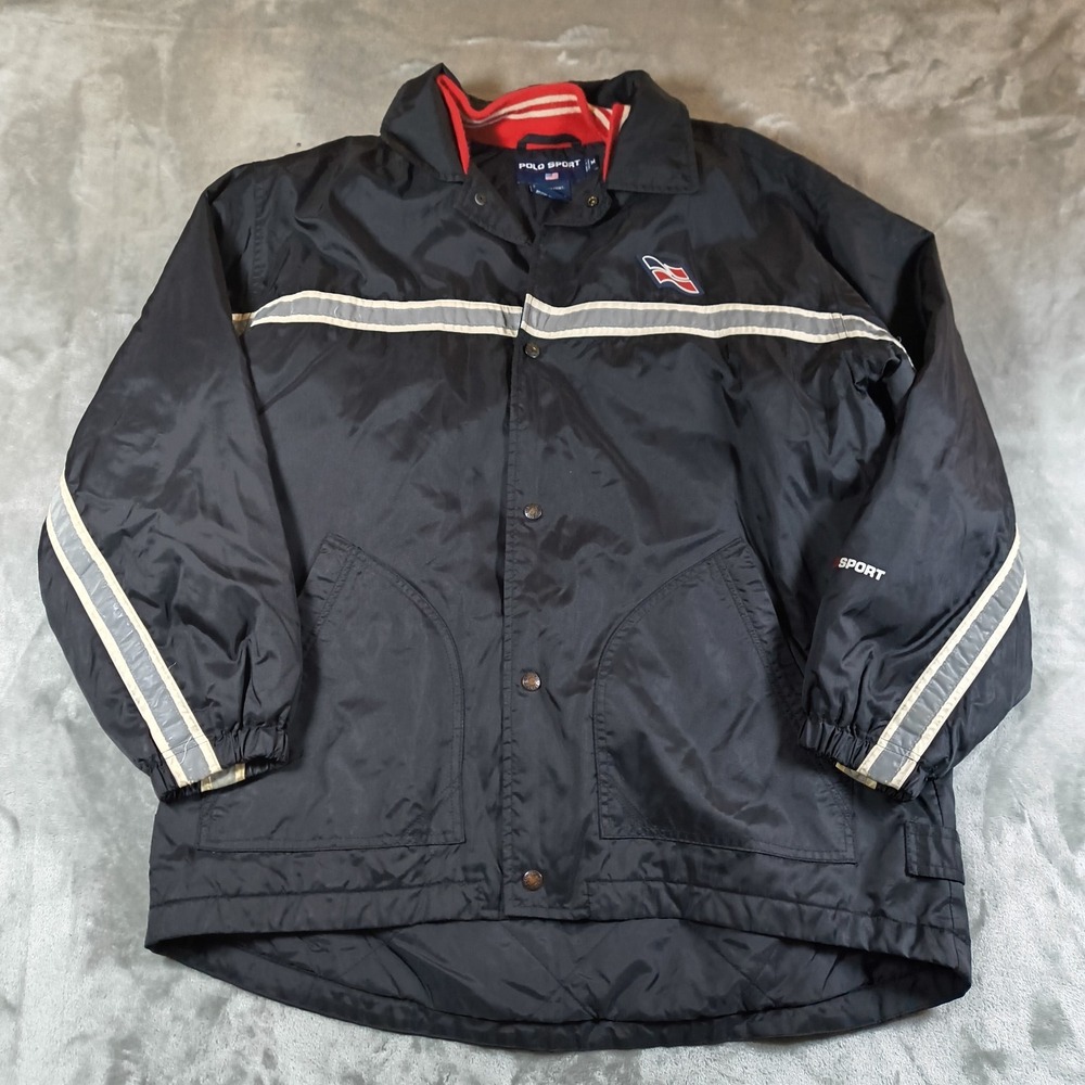Vintage Polo Sport Ralph Lauren Jacket Men Medium Trainer Reflective Button 90s